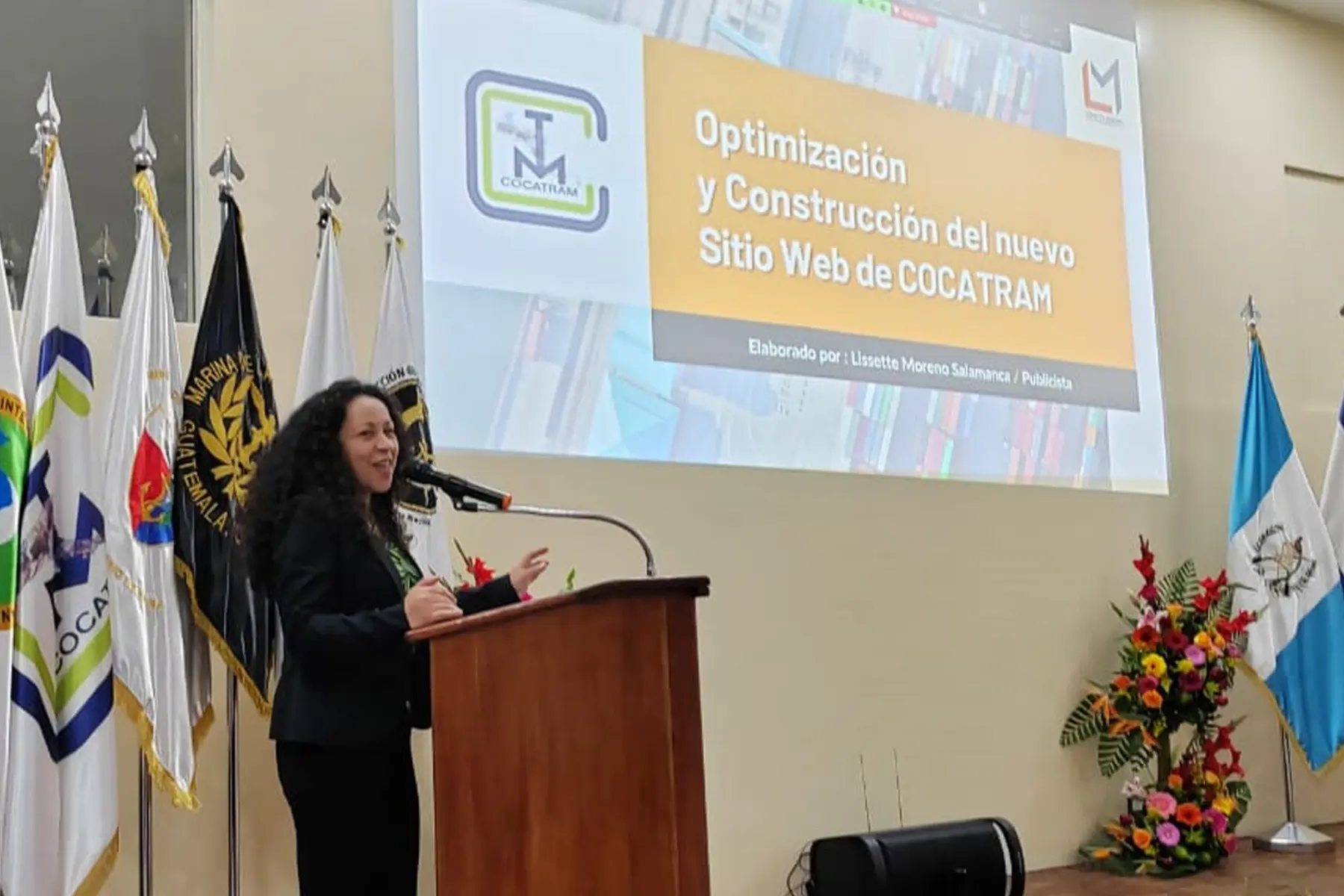 Lissette Moreno presenta el proyecto del nuevo sitio web de COCATRAM en Guatemala, 2022